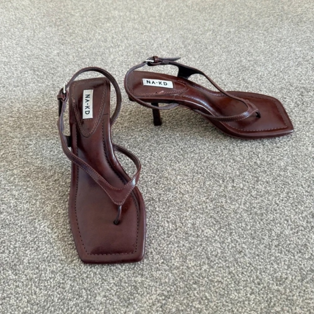 NA-KD Women's Elegant Brown Heeled Sandals